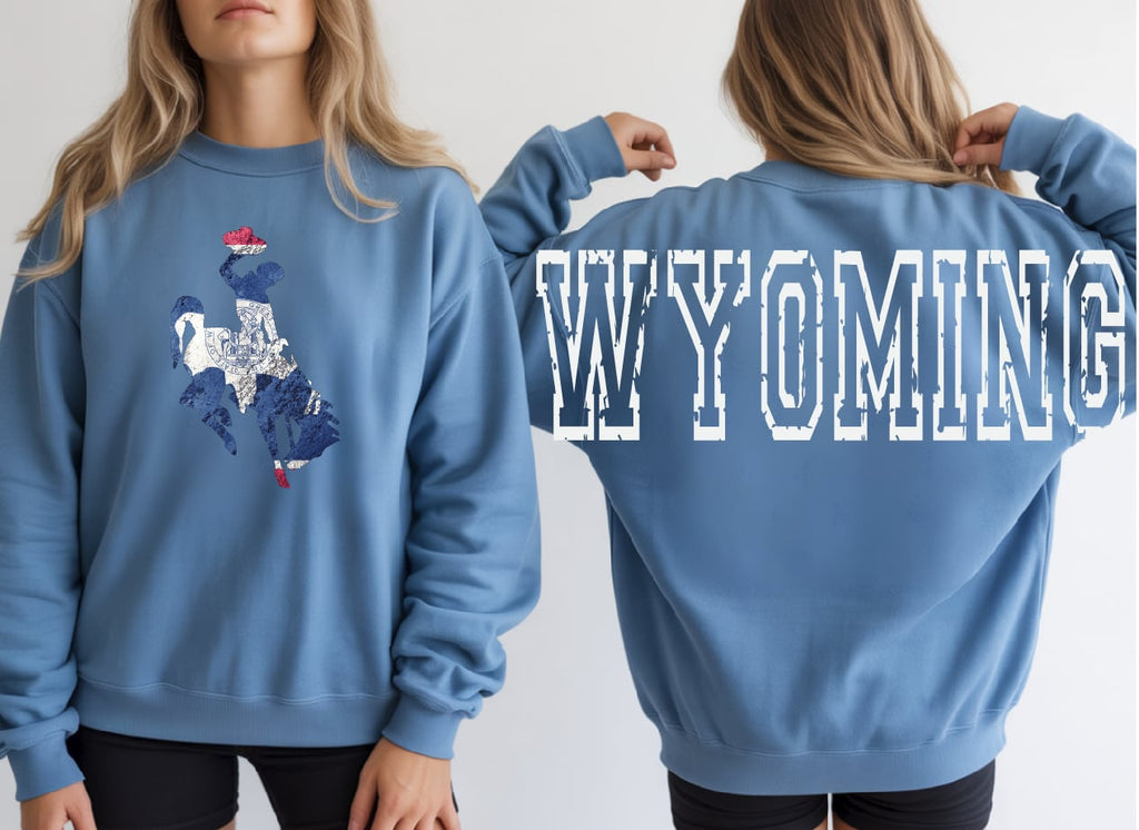 WYOMING varsity Red, white, and blue Crewneck