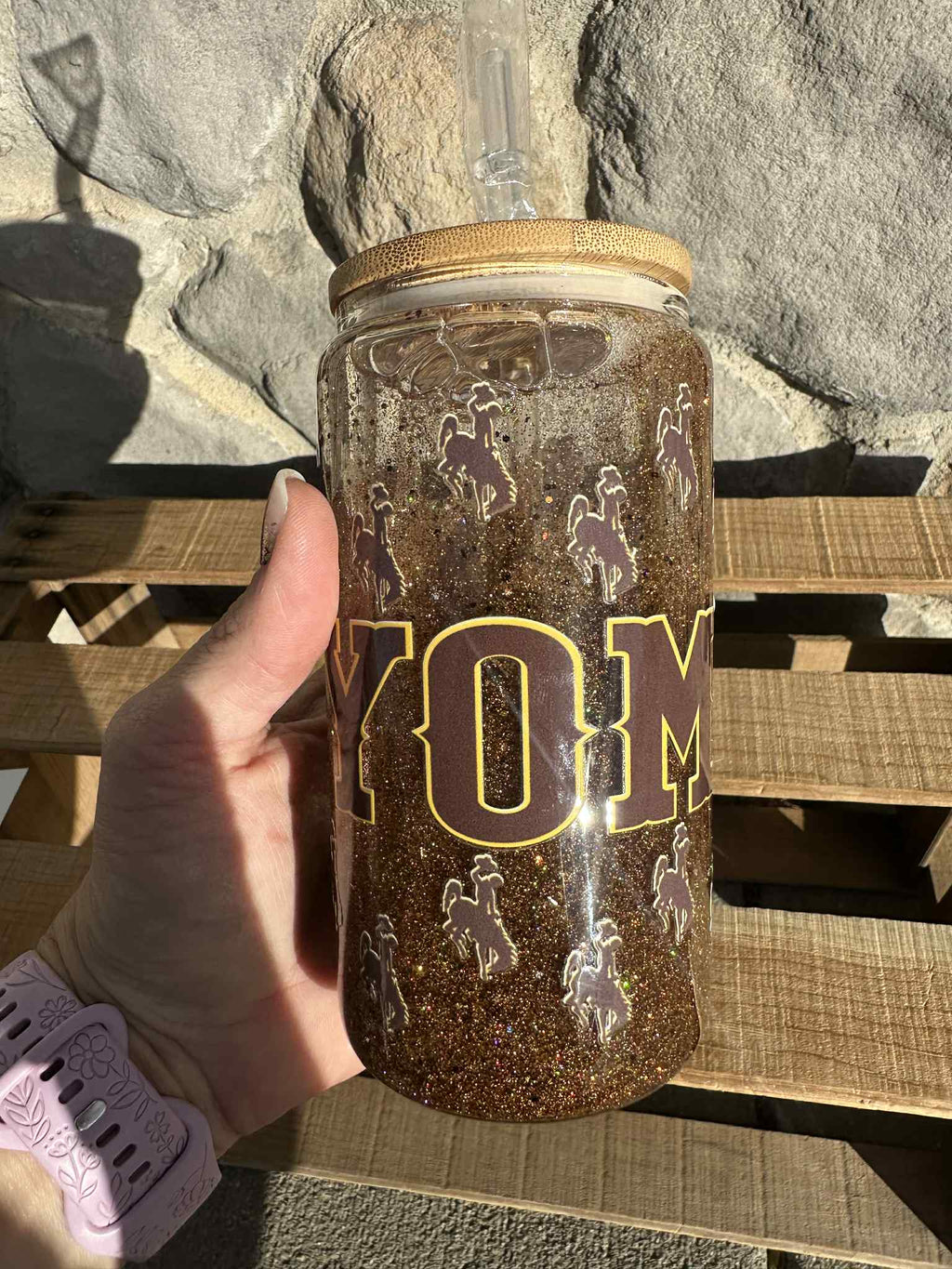 20 OZ Glass snow globe Wyoming Tumbler