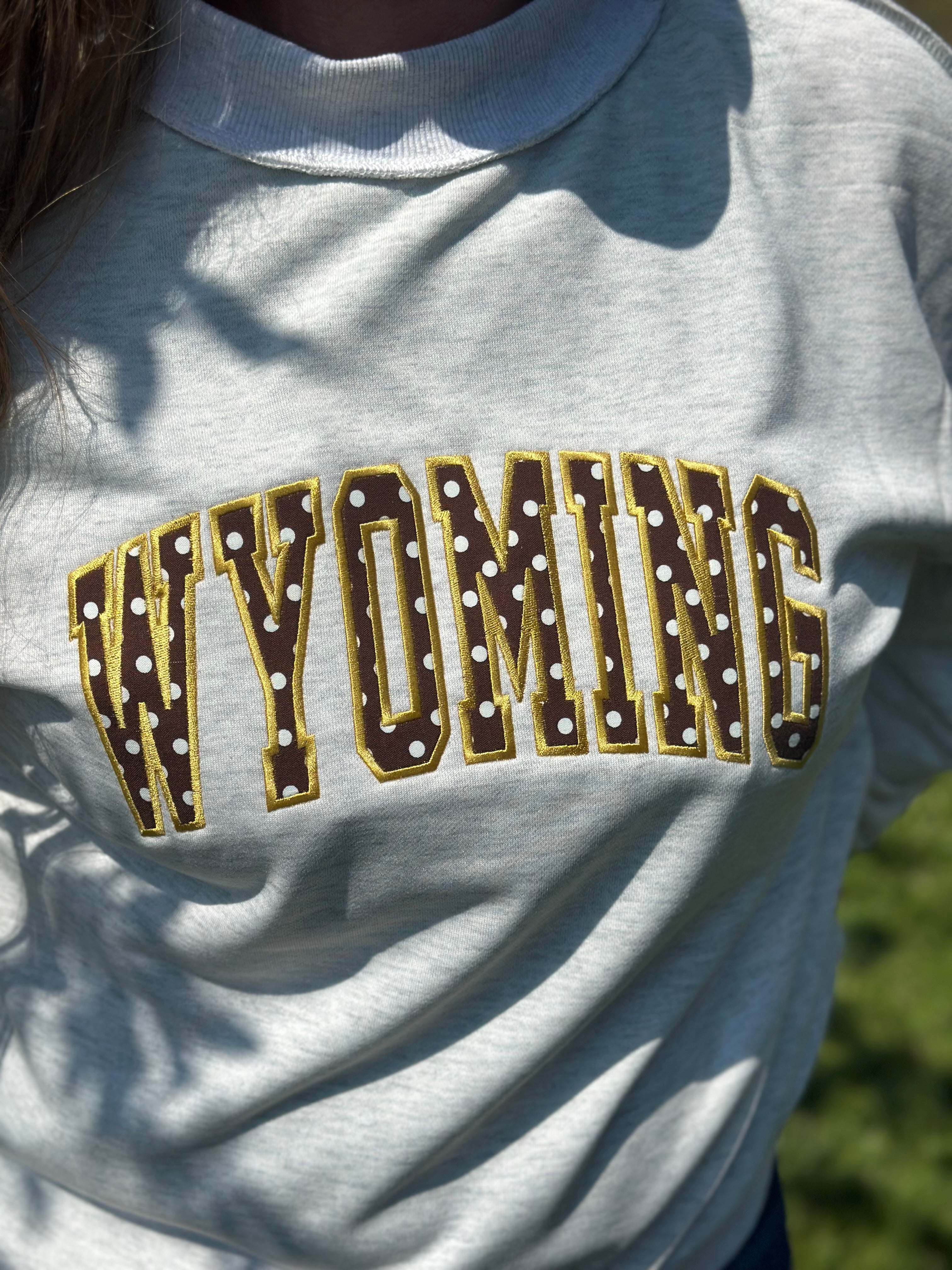 Wyoming Polka Dot applique Embroidery Mock Neck