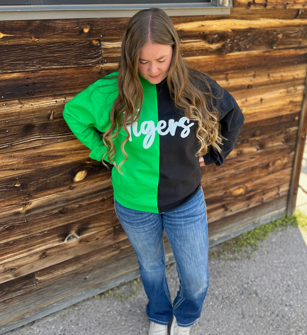 Double color Embrodiered Tigers Crewneck