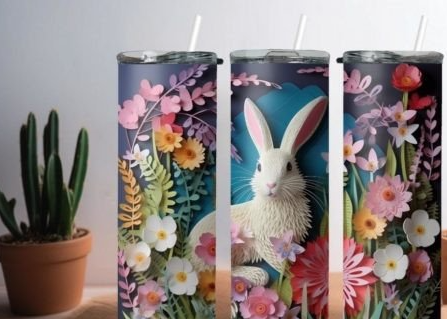 1172 3D Tumbler Rabbit Sublimation Tumbler Transfer