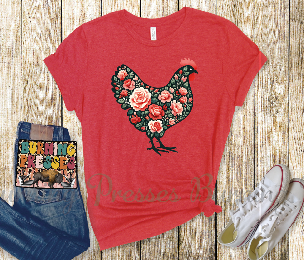 1478 Flowered Chicken DTF/Sublimation Transfer