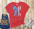 1489 Red White Lite Blue Bow Blue Outline DTF/Sublimation Transfer