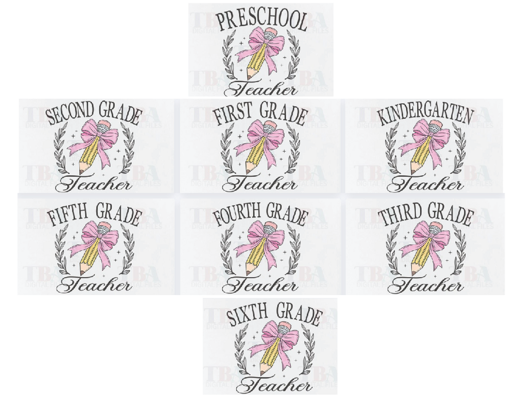 1733 Teacher grade Pencil with Bow sublimation/DTF Transfer
