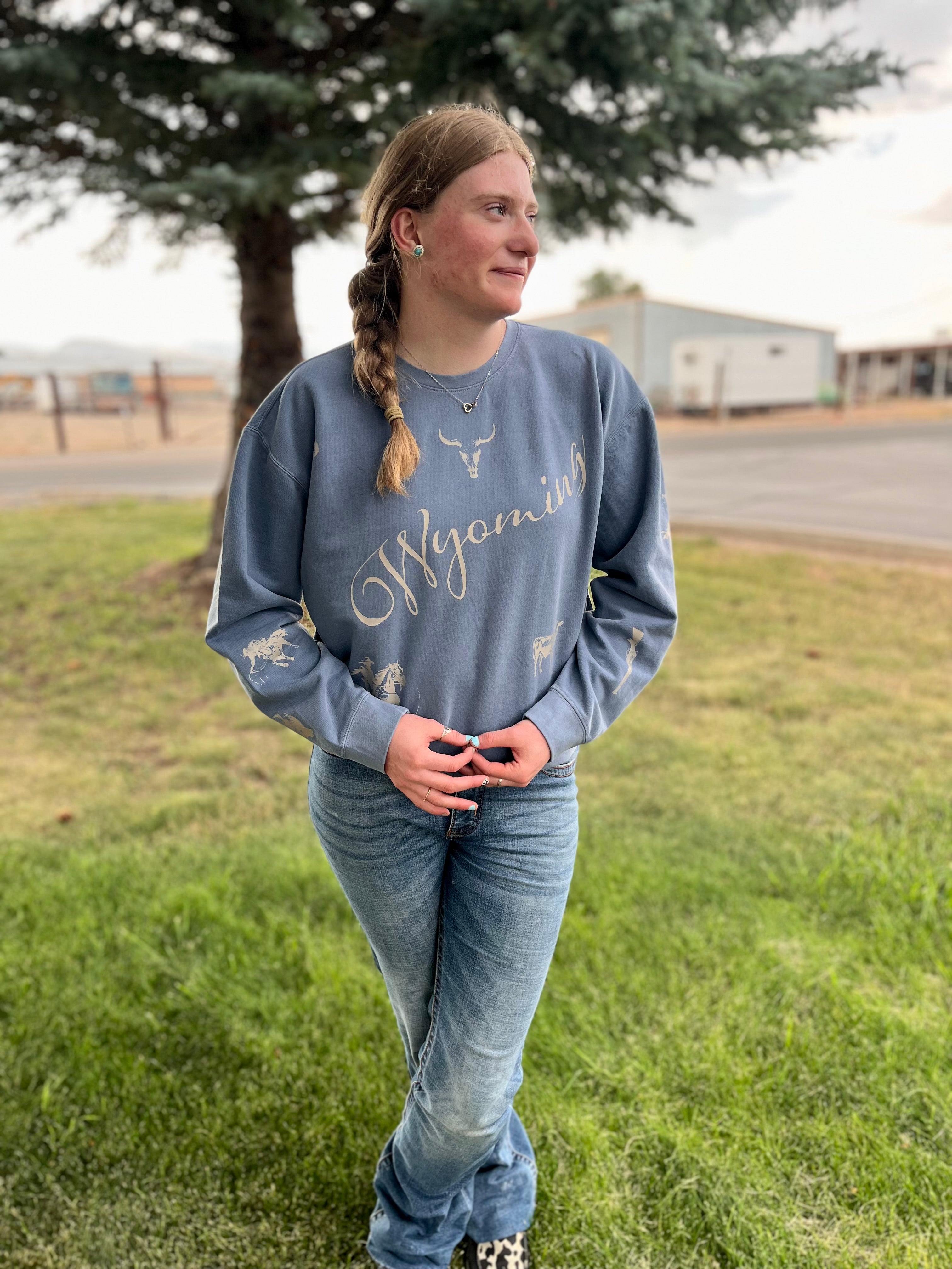 Wyoming Western collage Comfort Colors Crewneck