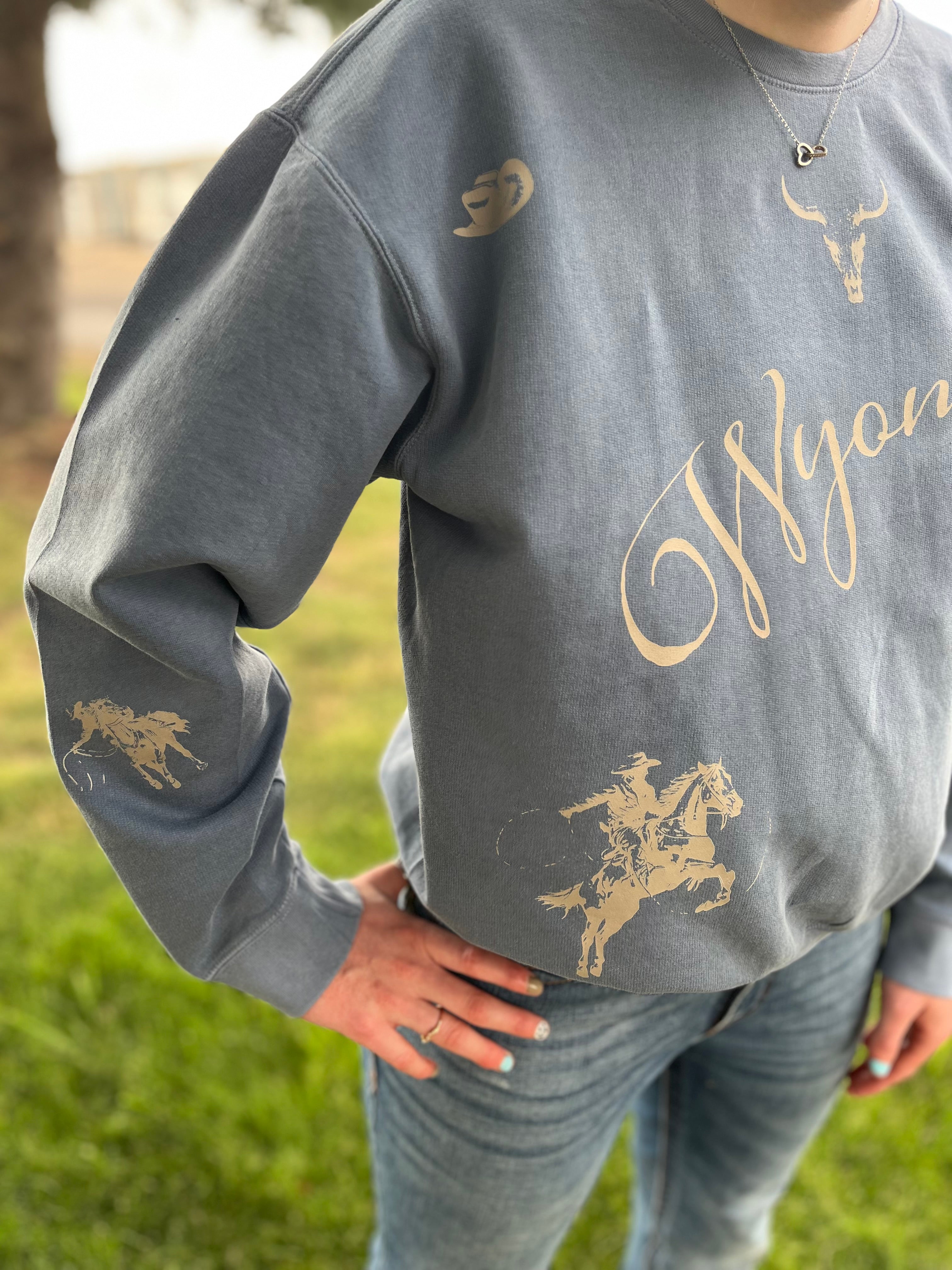 Wyoming Western collage Comfort Colors Crewneck