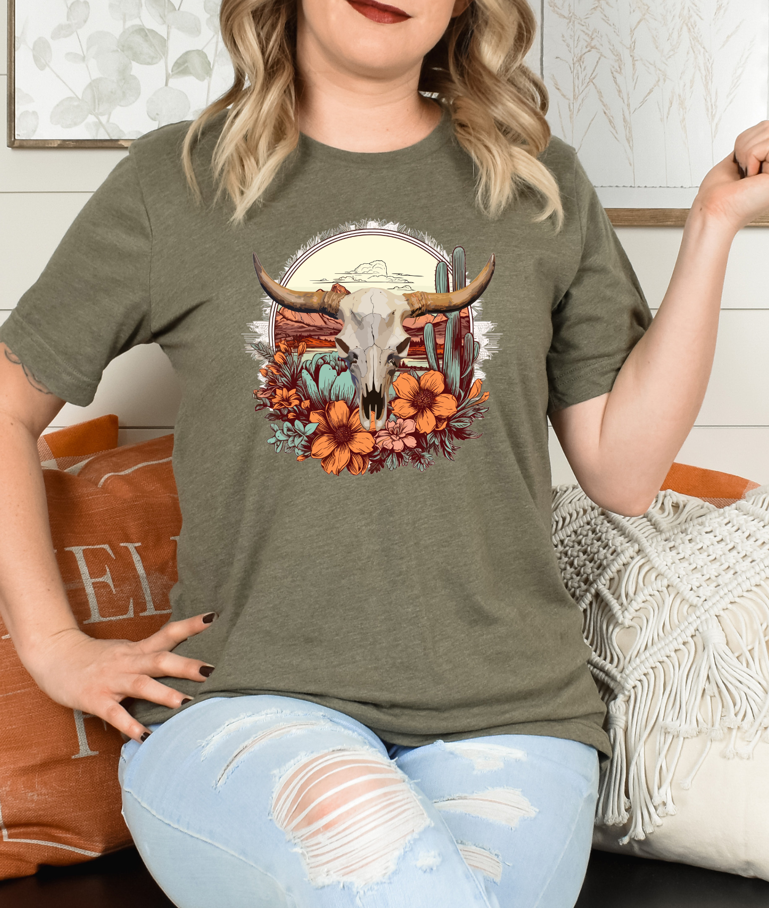 3477 Western Desert Cow Skull DTF/Sublimation Transfer