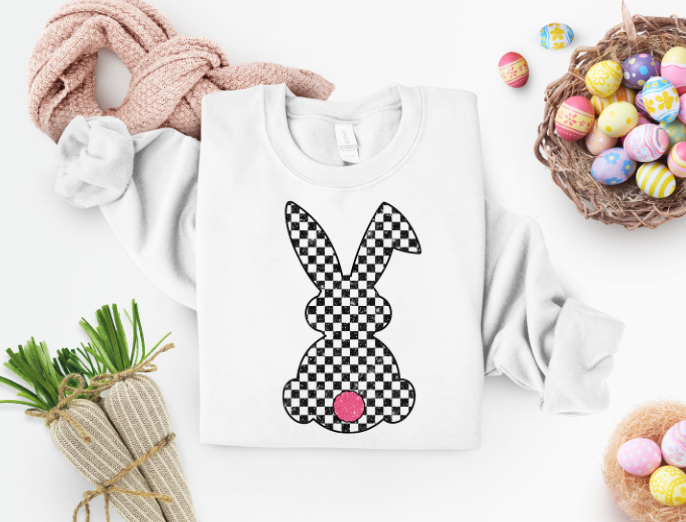 3592 Retro checkered easter bunny DTF/Sublimation Transfer