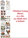 Chickens Premade DTF Gang Sheet 21 x 80