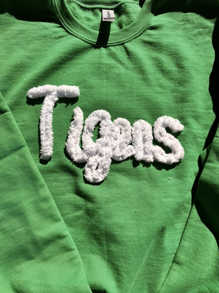Embroidered Chenille Tigers Crewneck