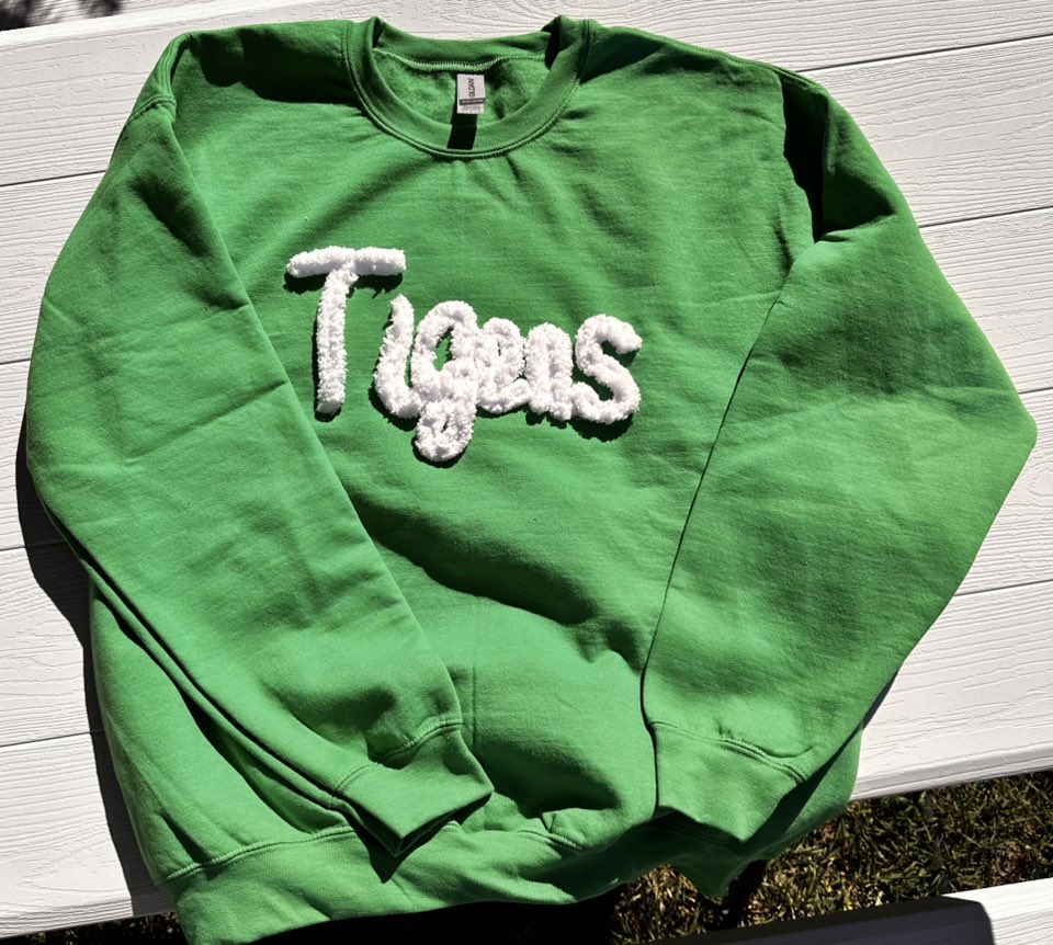 Embroidered Chenille Tigers Crewneck