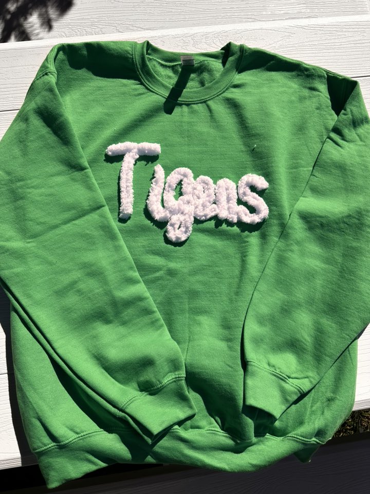 Embroidered Chenille Tigers Crewneck