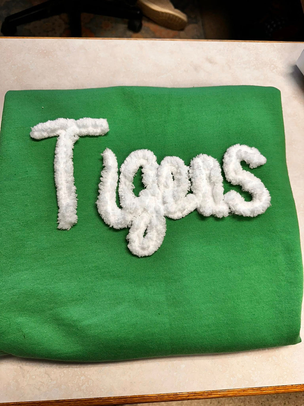 Embroidered Chenille Tigers Crewneck