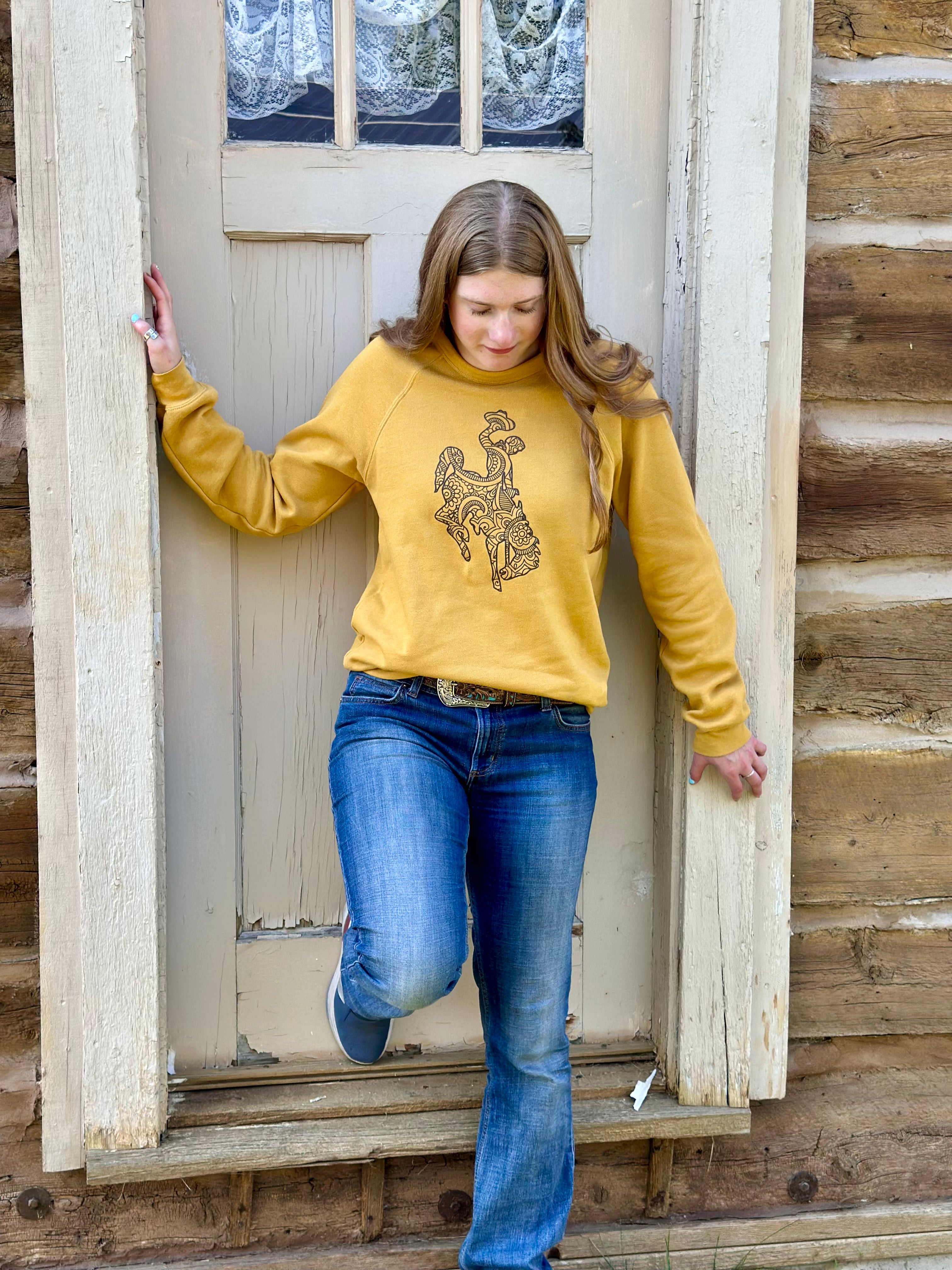 Wyoming Bucking horse crewneck