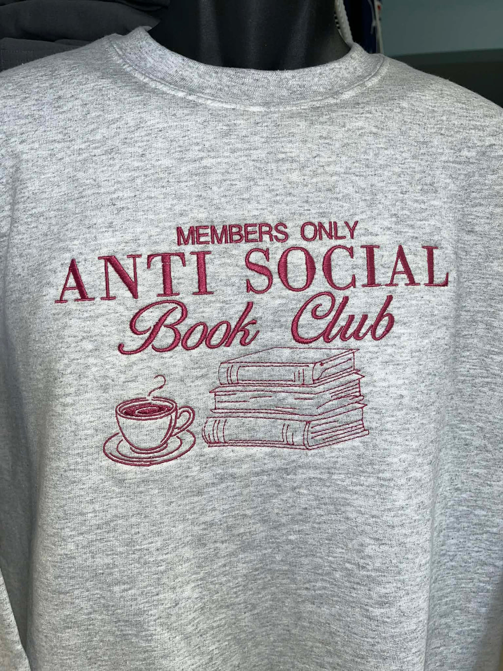 Embrodiered Members only Anti Social Book Club
