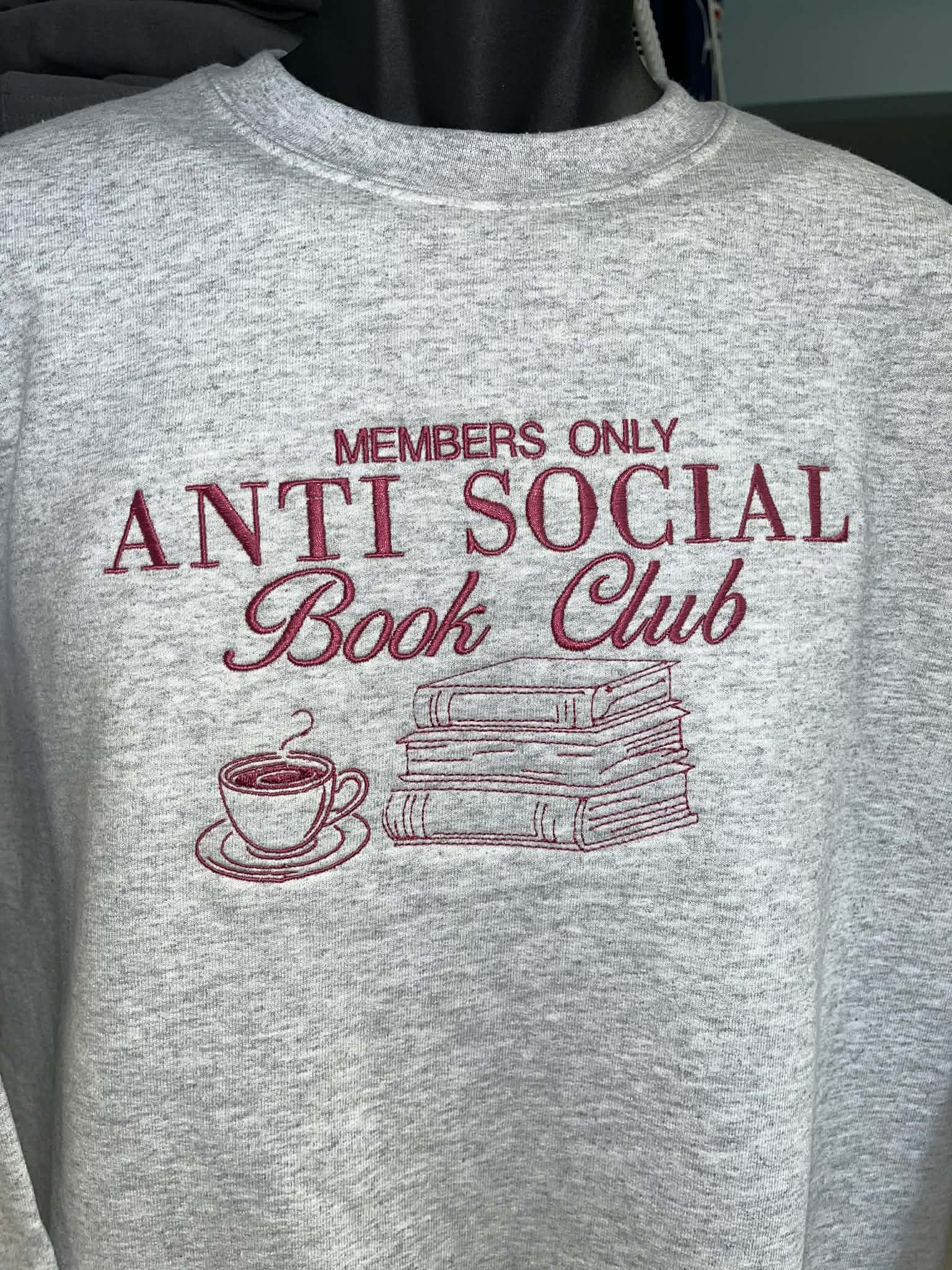 Embrodiered Members only Anti Social Book Club