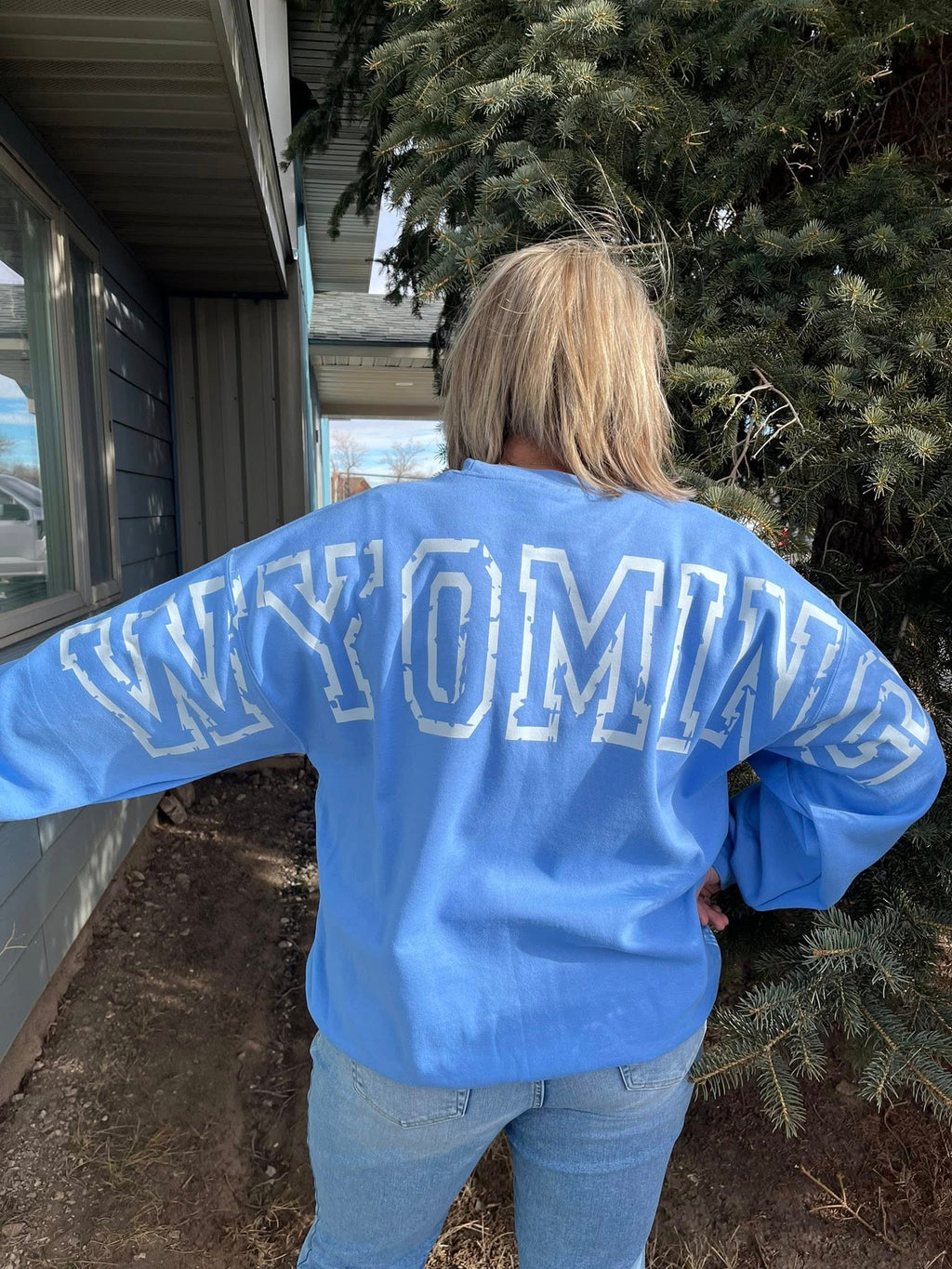 WYOMING varsity Red, white, and blue Crewneck