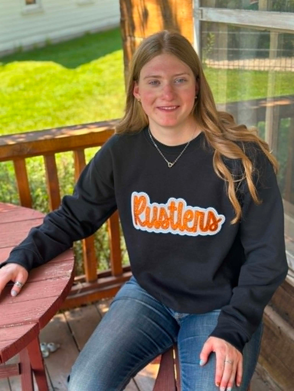 Ruslters applique embrodiery Crewneck