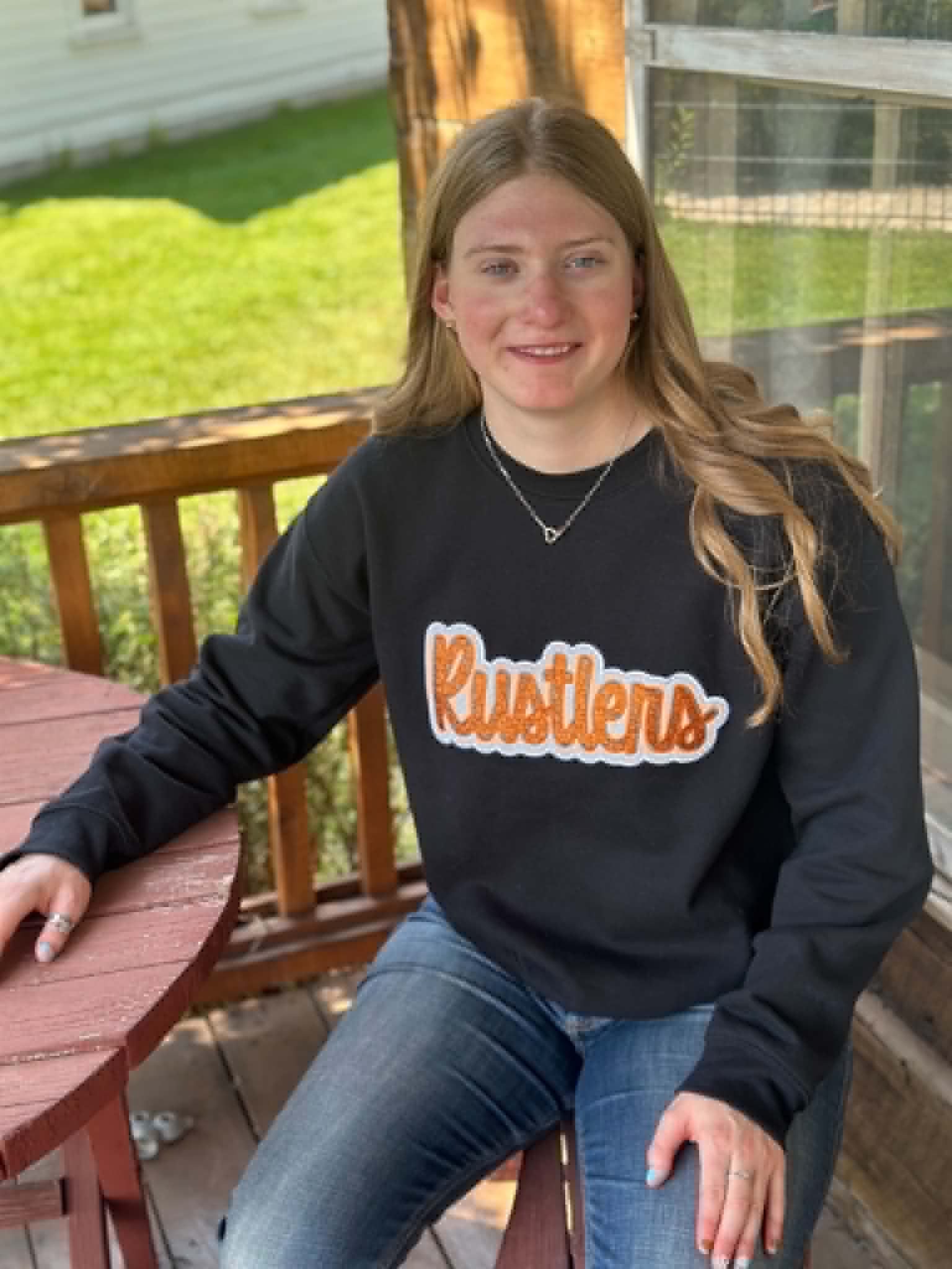 Ruslters applique embrodiery Crewneck
