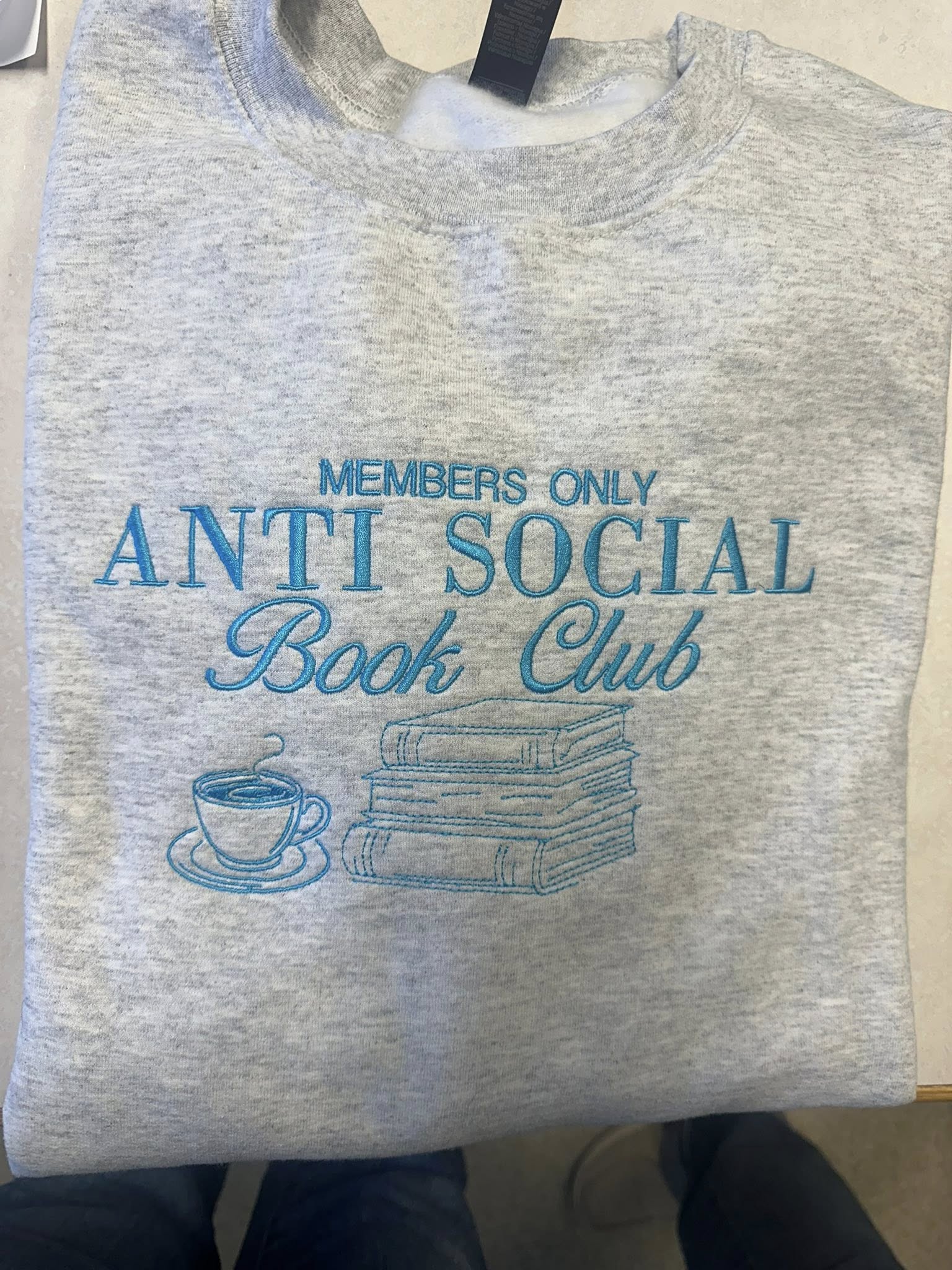 Embrodiered Members only Anti Social Book Club