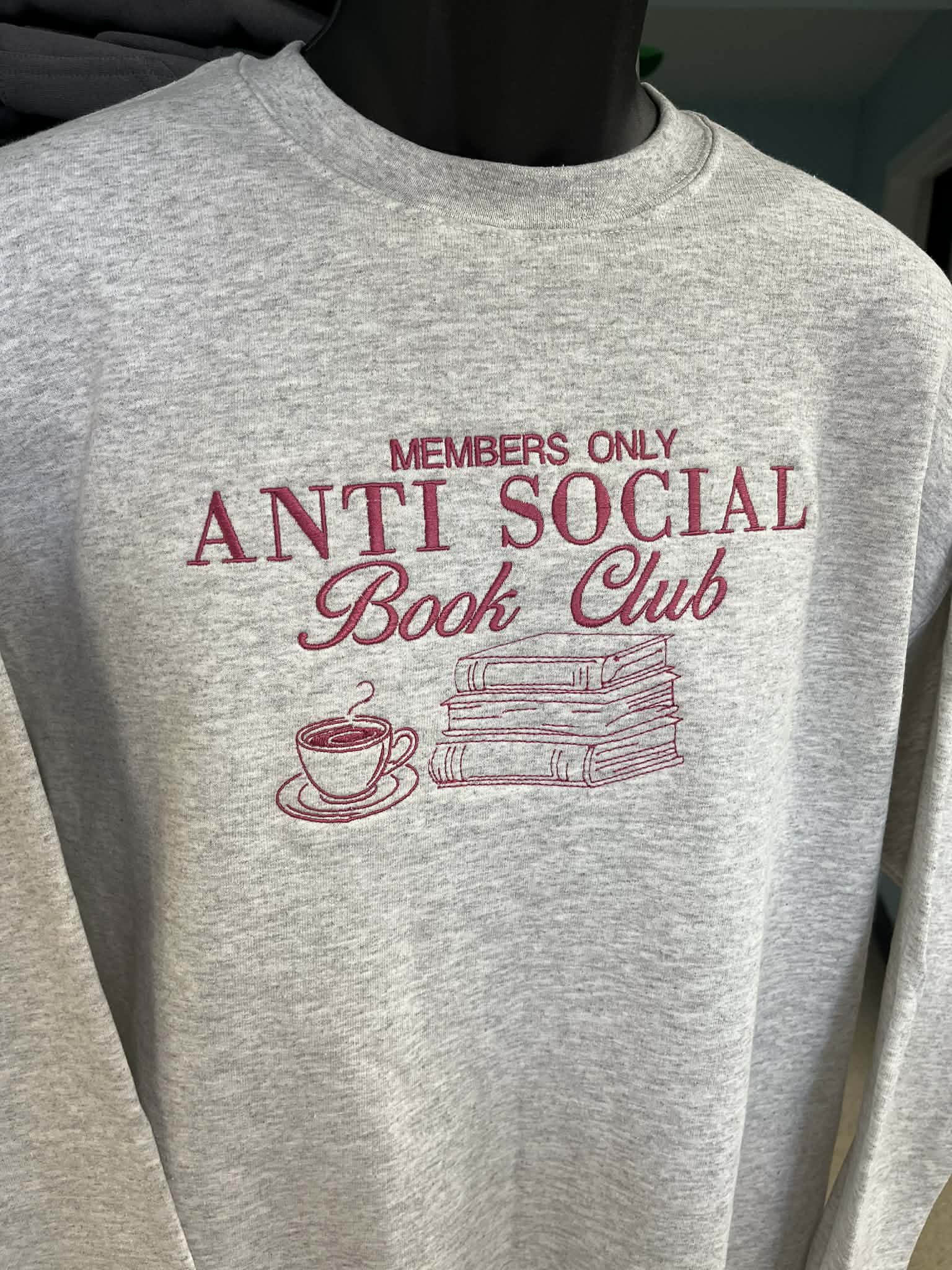 Embrodiered Members only Anti Social Book Club