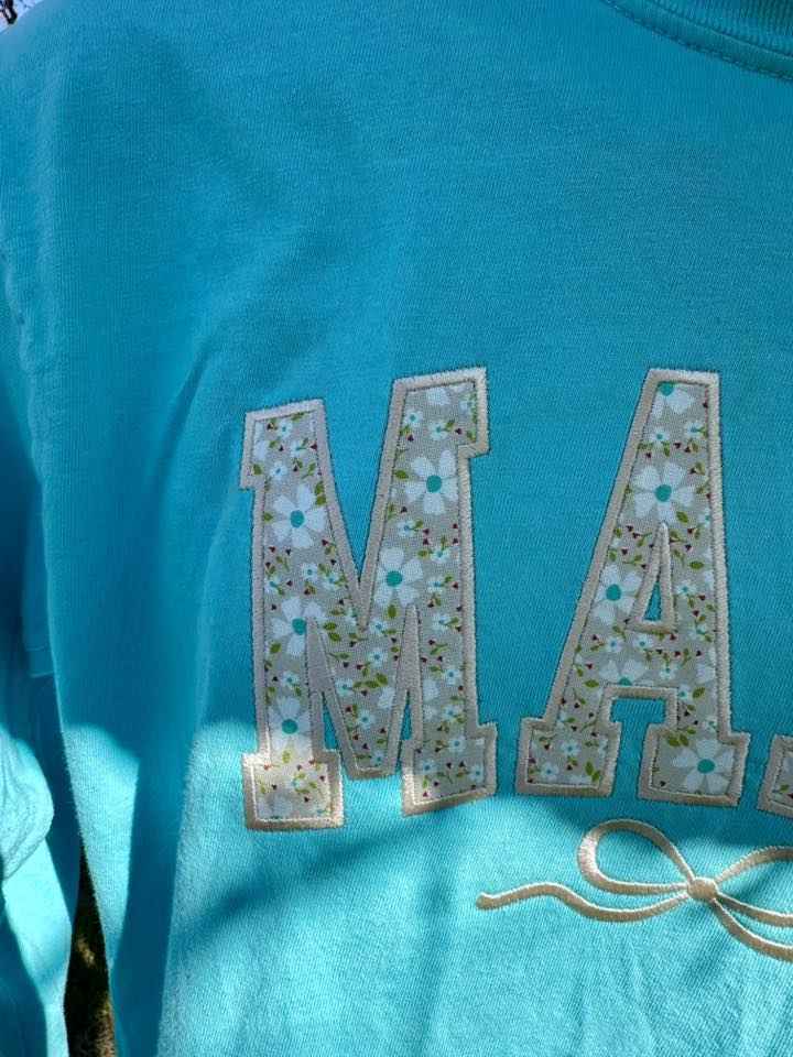 Embroidered Mama Long Sleeve Comfort Colors T-Shirt