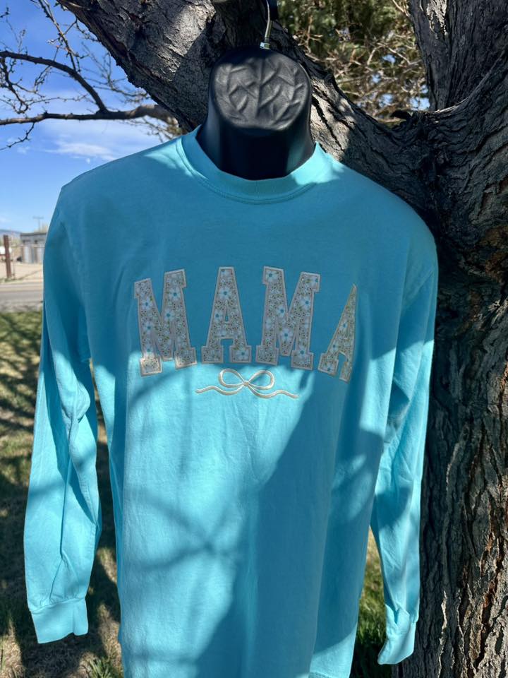 Embroidered Mama Long Sleeve Comfort Colors T-Shirt