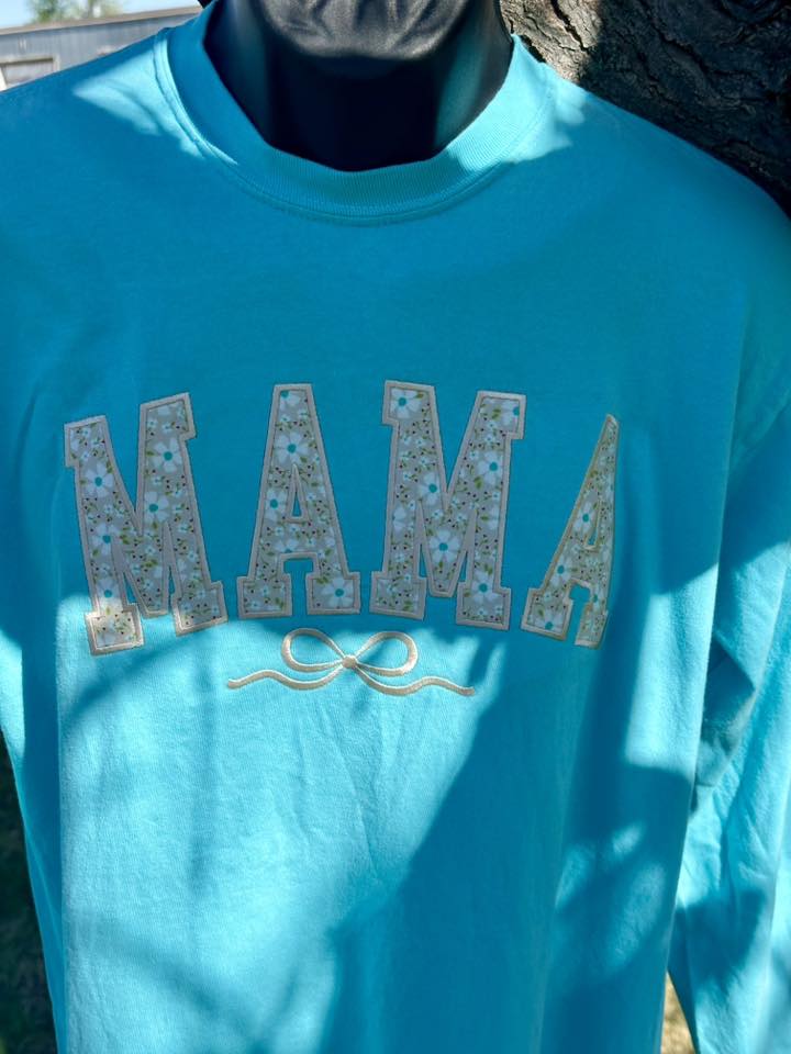 Embroidered Mama Long Sleeve Comfort Colors T-Shirt