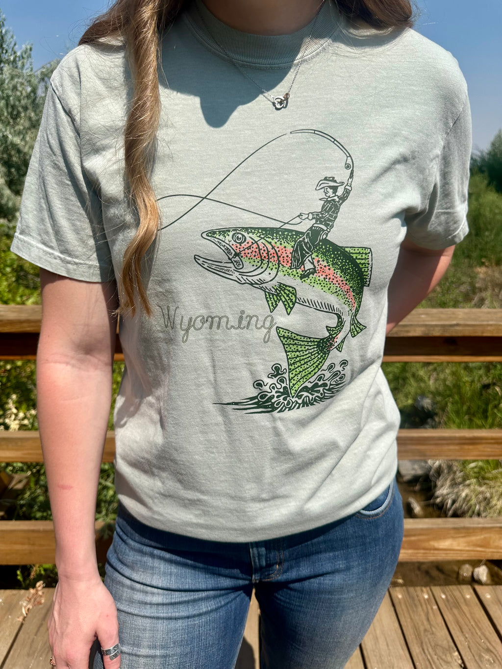 Wyoming Cowboy Fishing Comfort Colors Crewneck