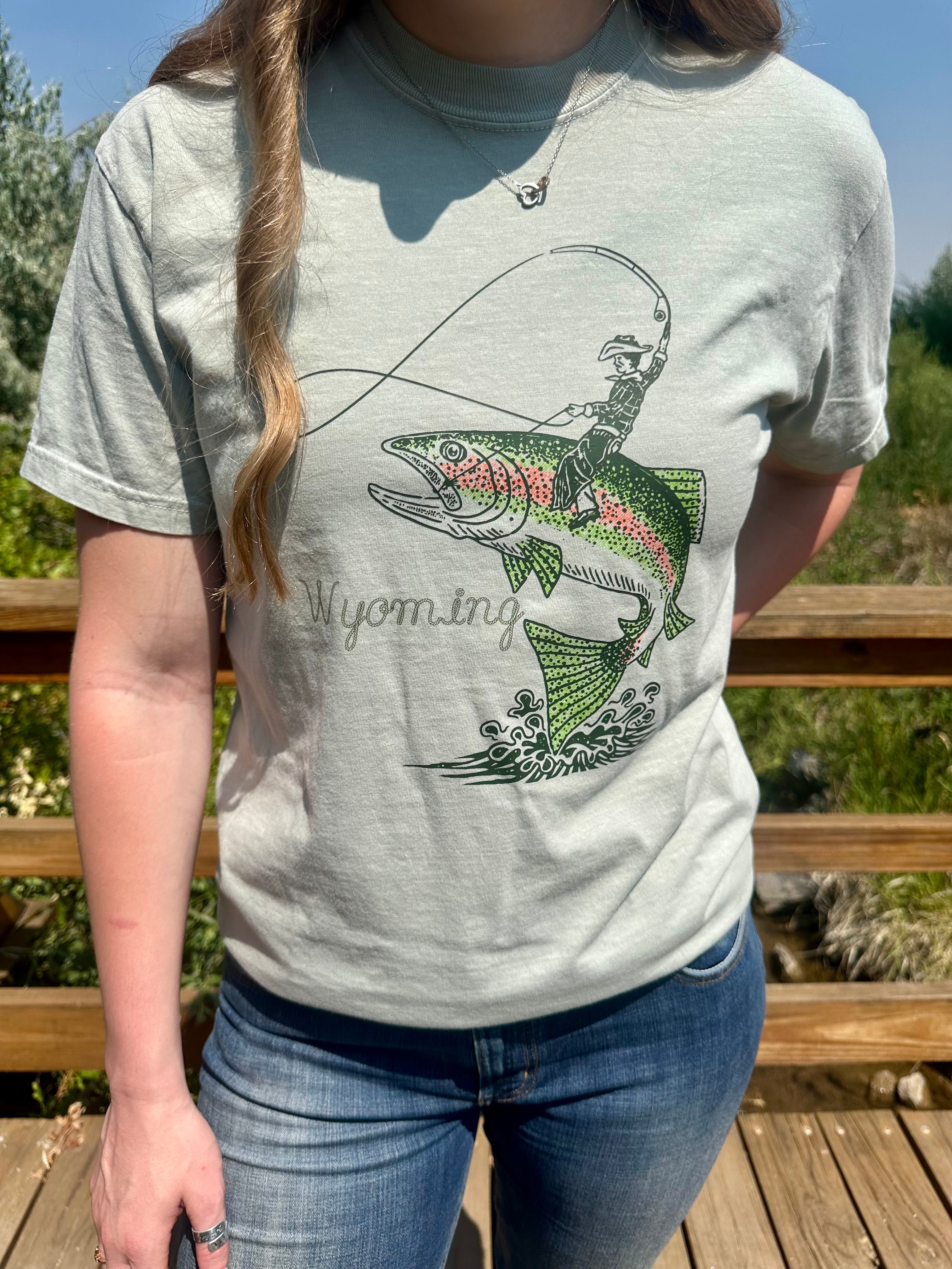 Wyoming Cowboy Fishing Comfort Colors Crewneck