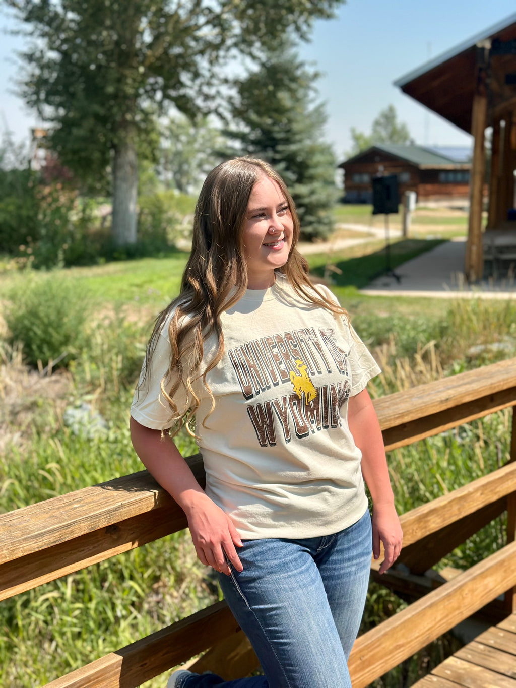Distressed University of Wyoming Comfort Colors T-Shirt