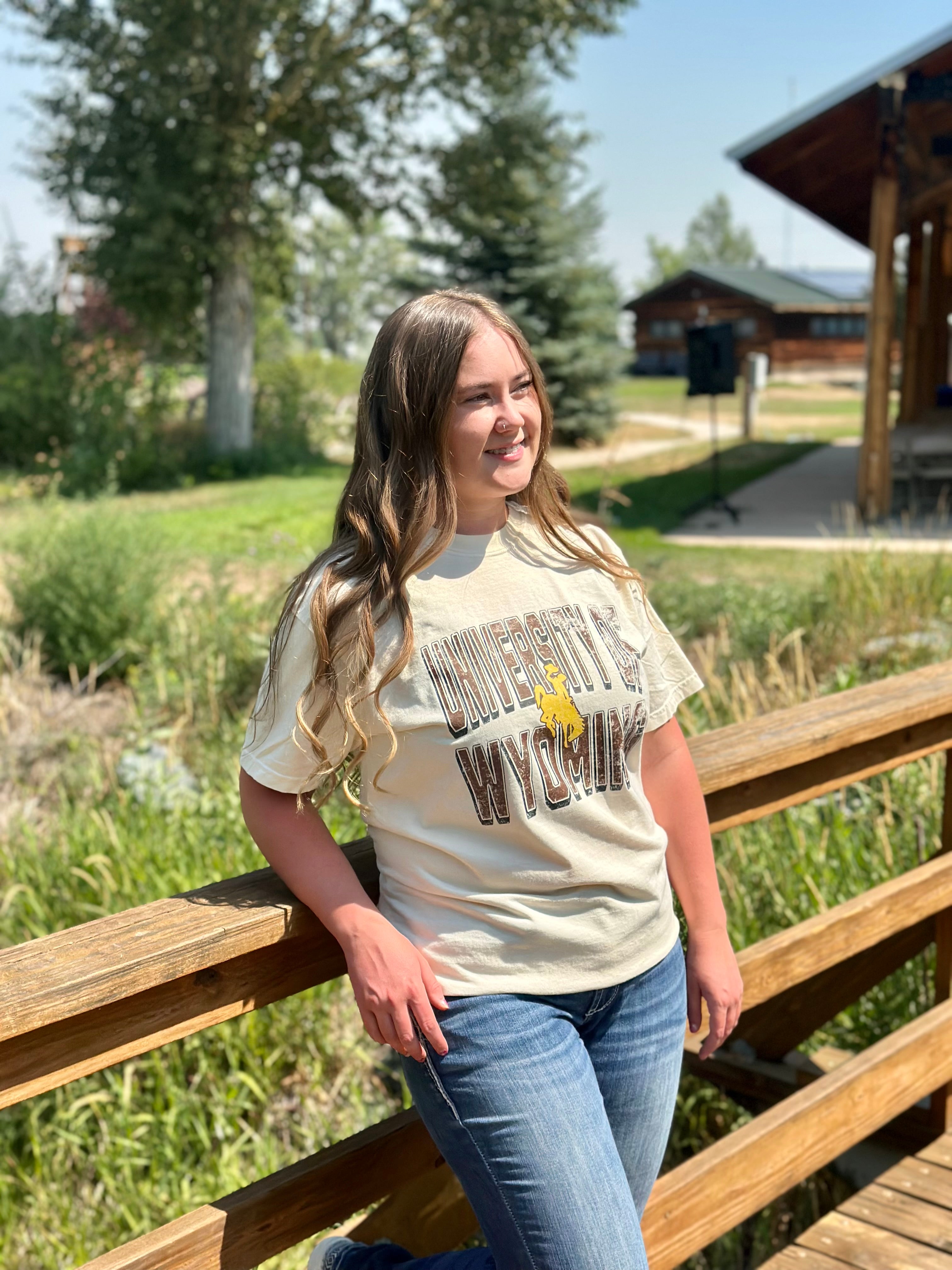 Distressed University of Wyoming Comfort Colors T-Shirt