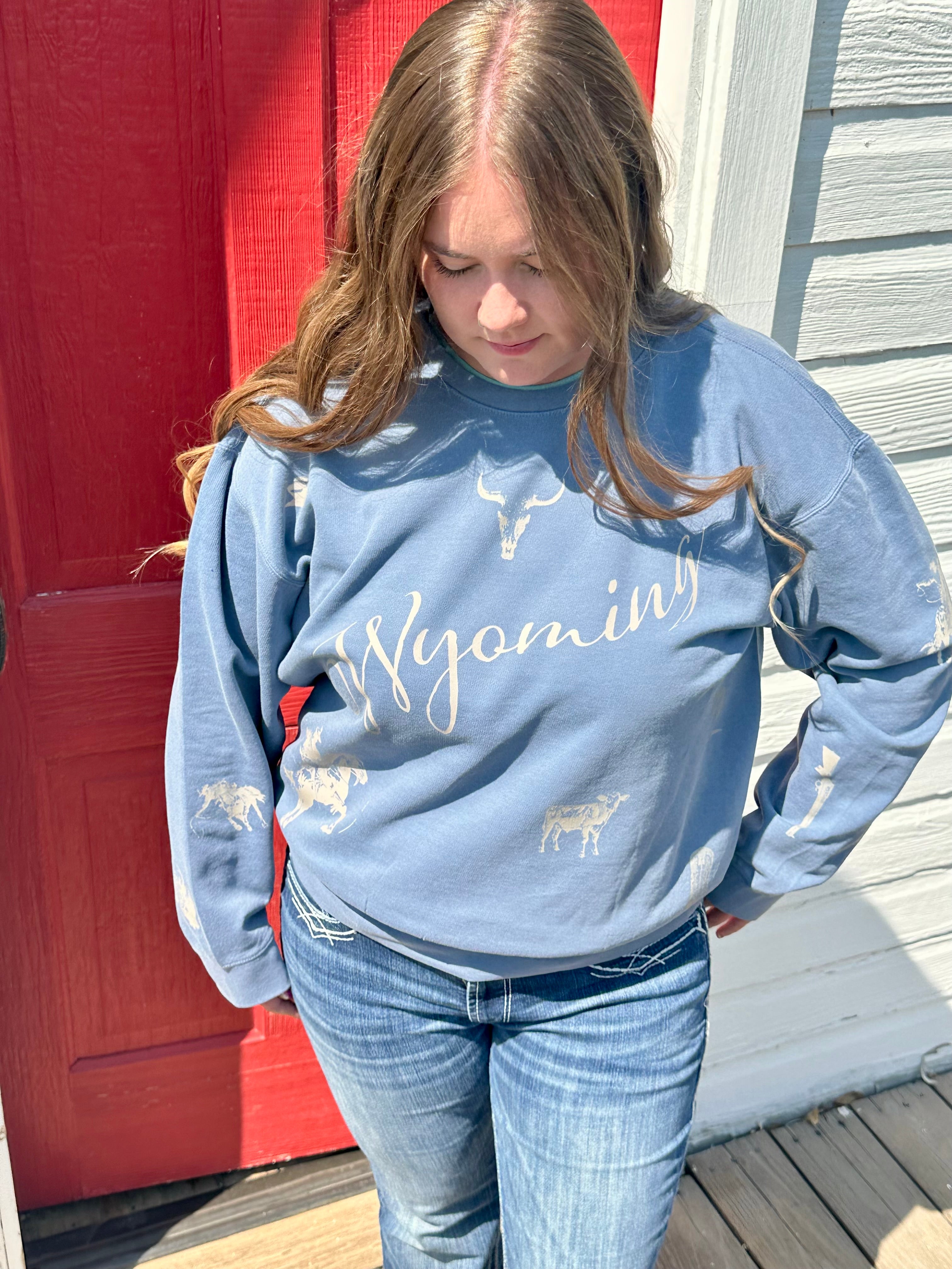 Wyoming Western collage Comfort Colors Crewneck