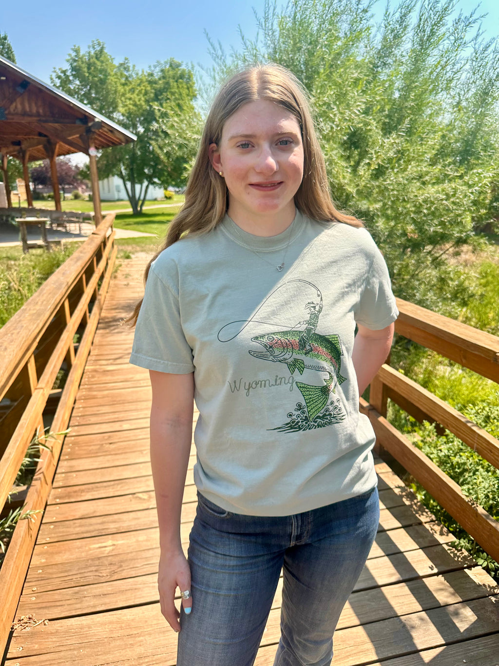 Wyoming Cowboy Fishing Comfort Colors Crewneck