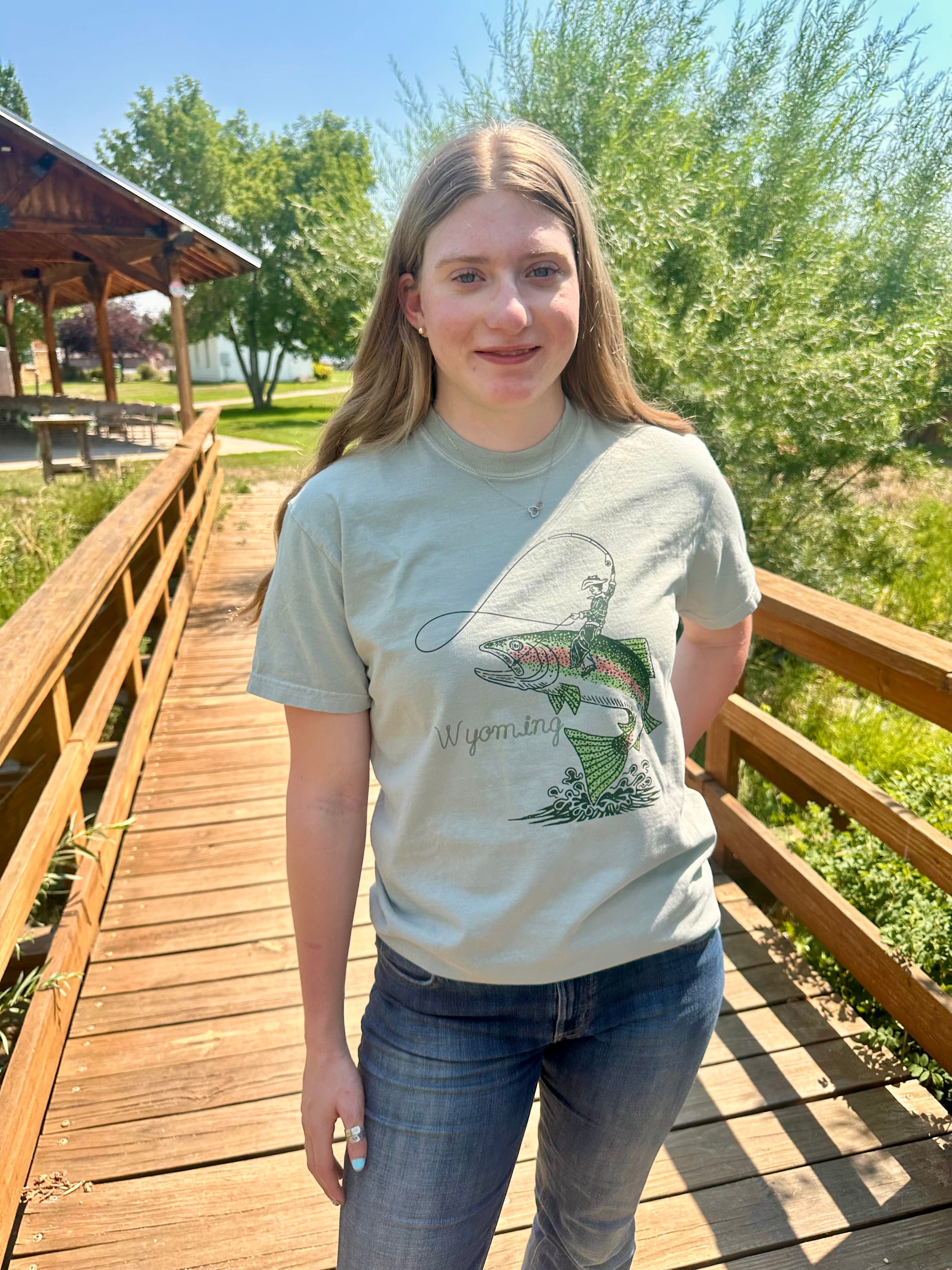 Wyoming Cowboy Fishing Comfort Colors Crewneck