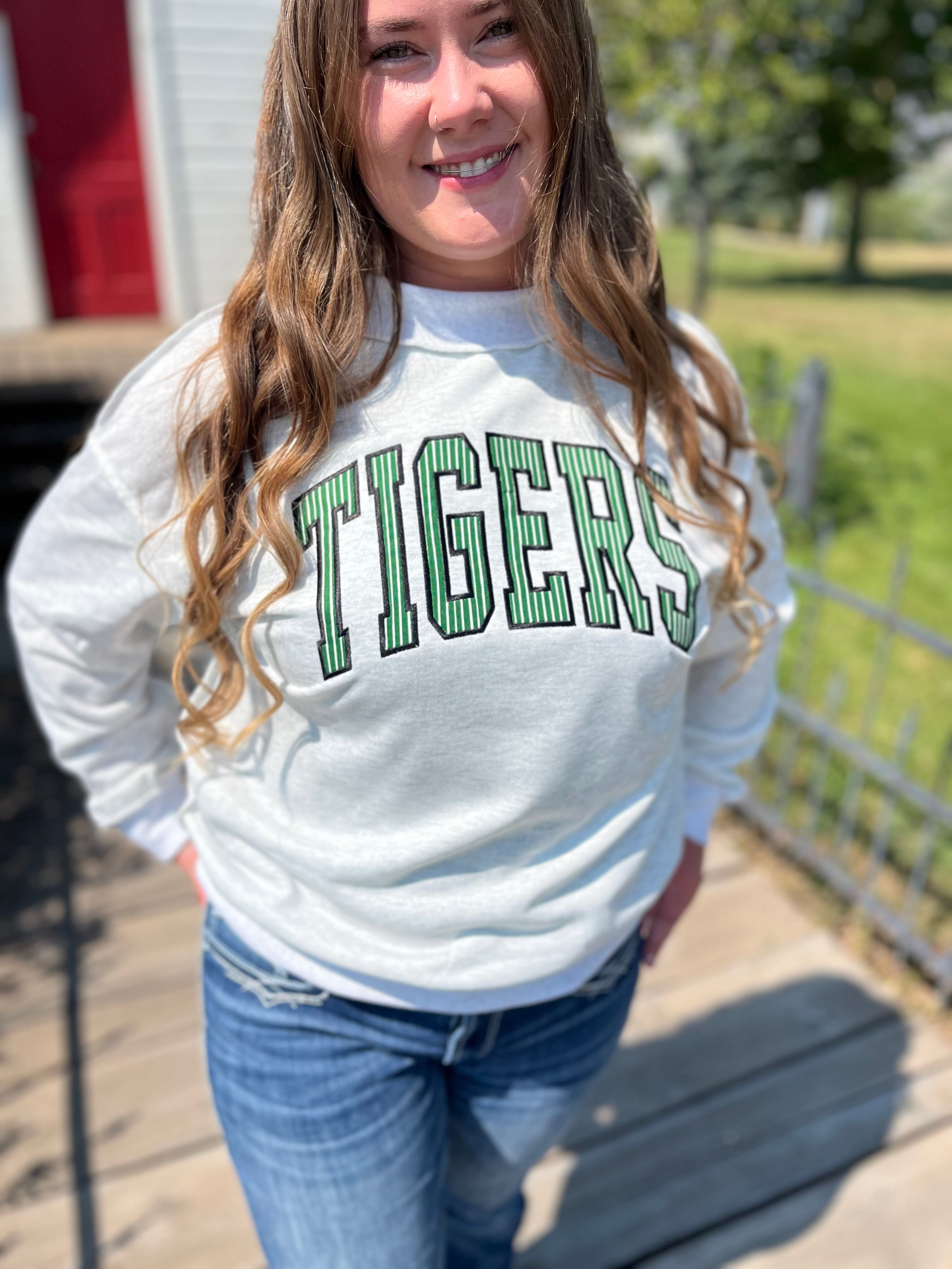 Applique Embroidered Stripe Team Mock Neck