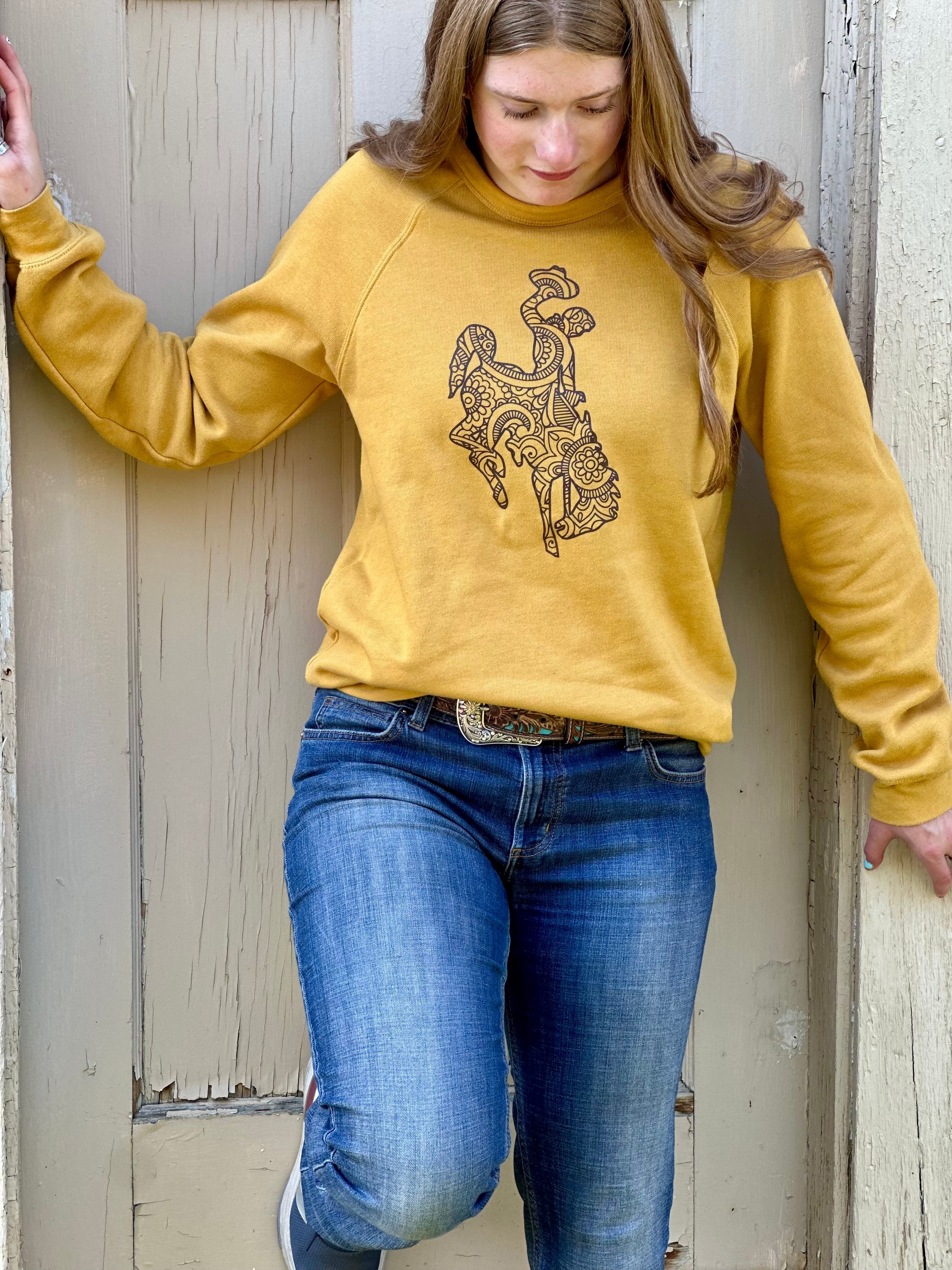 Wyoming Bucking horse crewneck