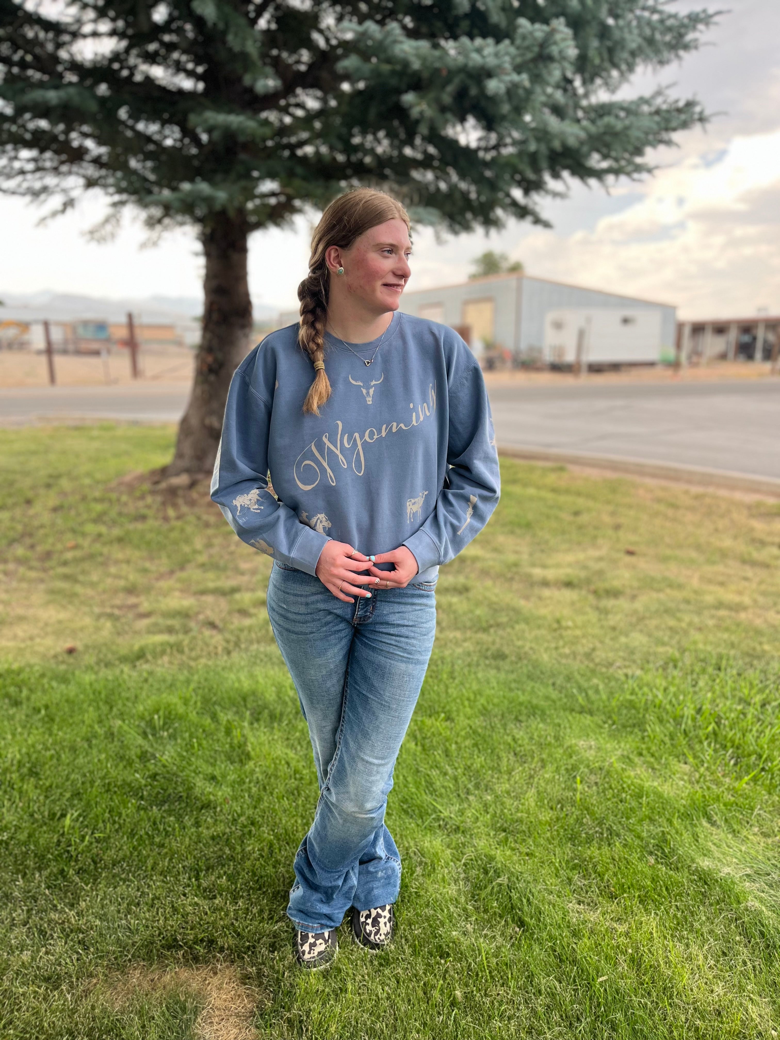 Wyoming Western collage Comfort Colors Crewneck