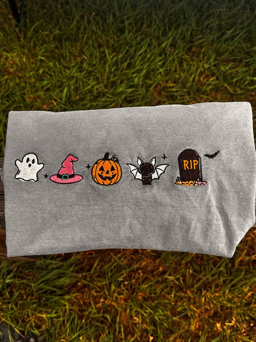 Halloween Line up embroidered Comfort Colors T-shirt