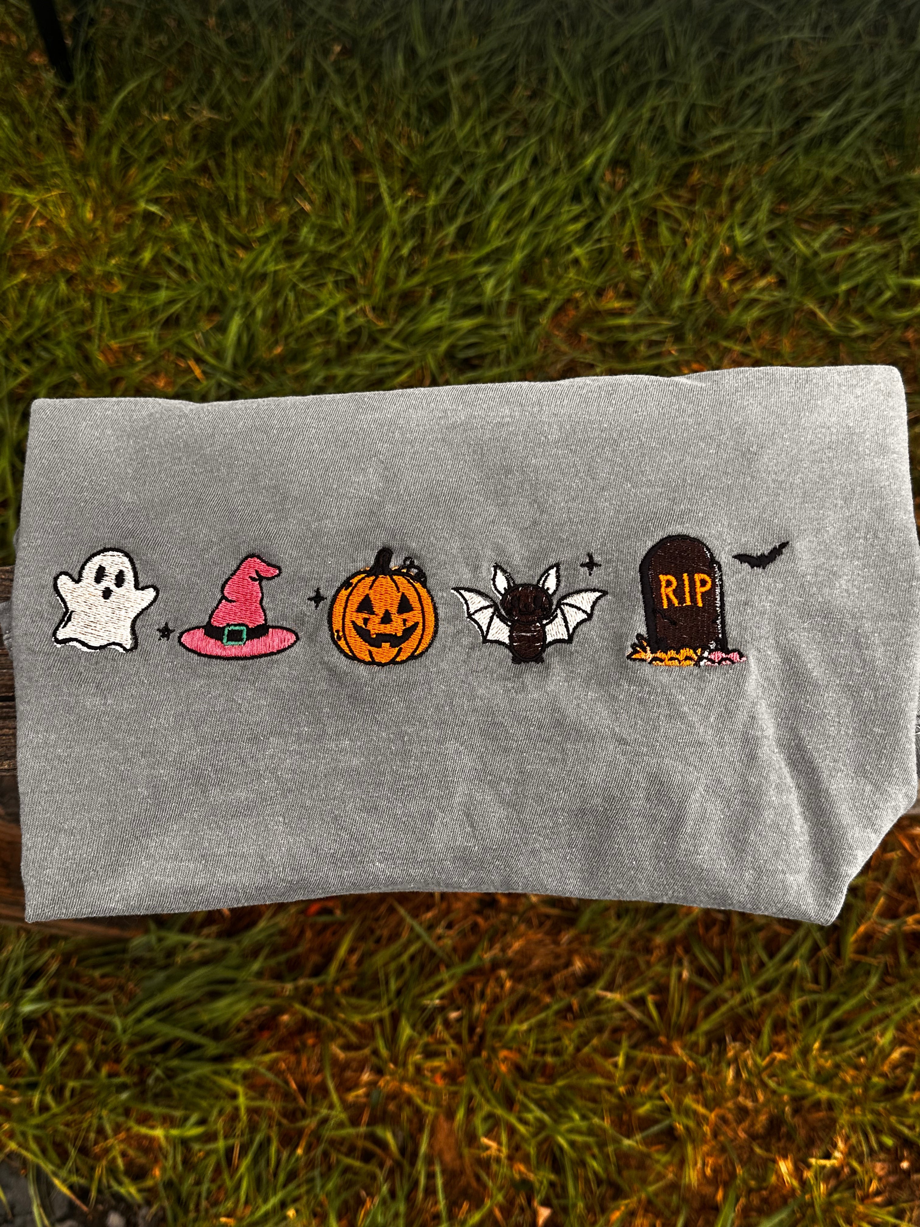 Halloween Line up embroidered Comfort Colors T-shirt
