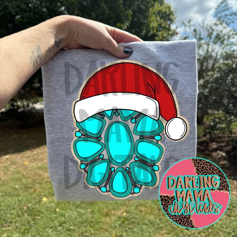 Turquoise Christmas DTF Transfer