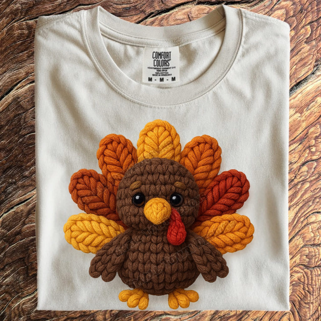 Faux Yarn Turkey DTF Transfer