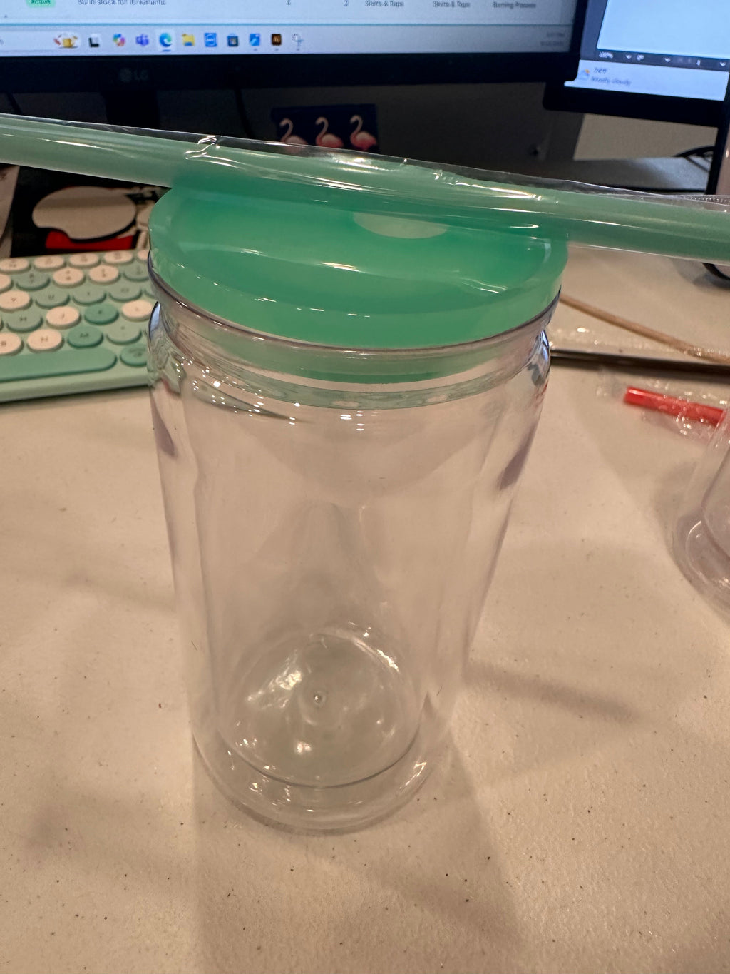 16 oz. Double Wall Snow globe plastic can includes stopper