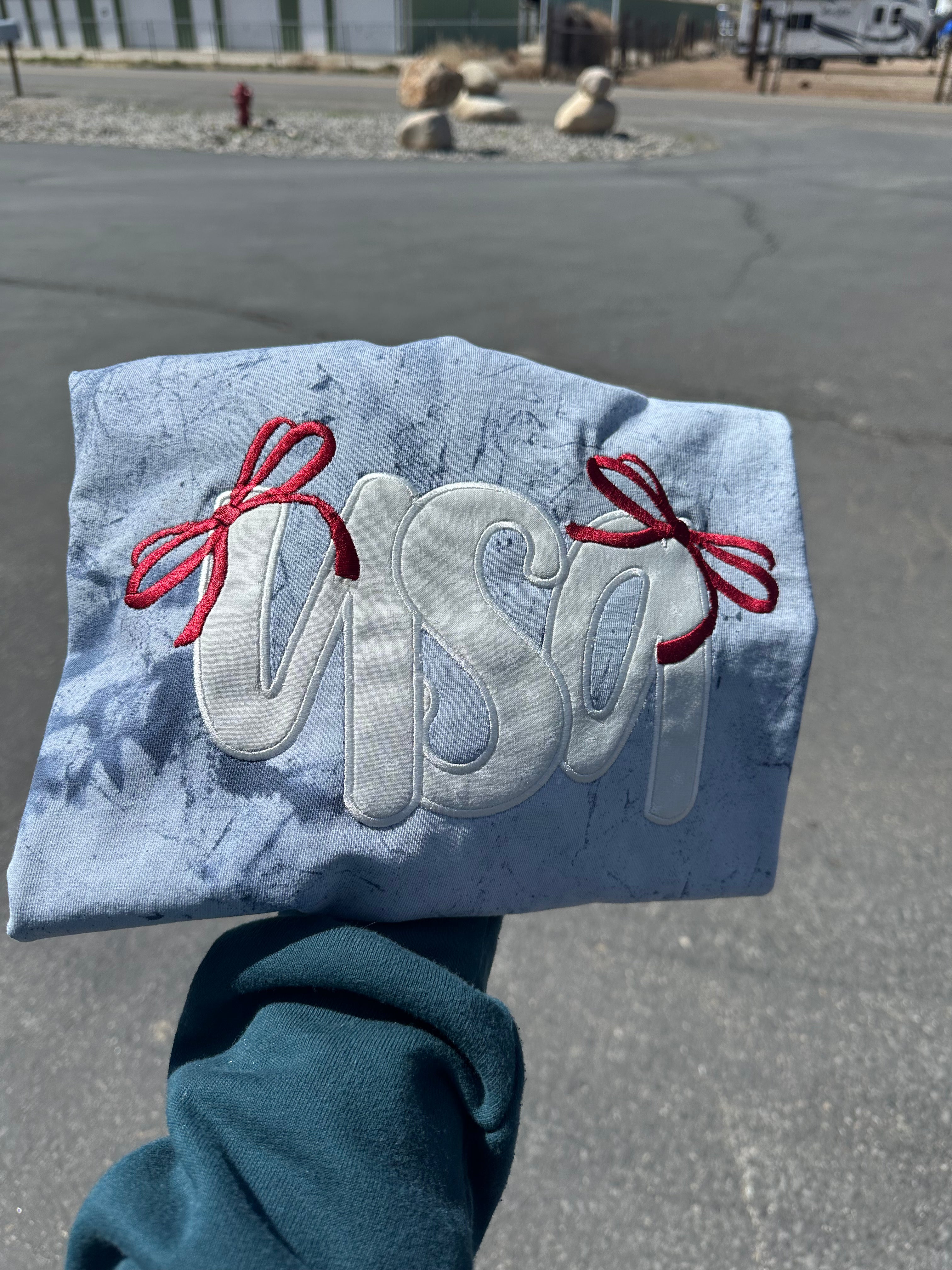 Embroidered USA with bows Comfort Colors T-Shirt