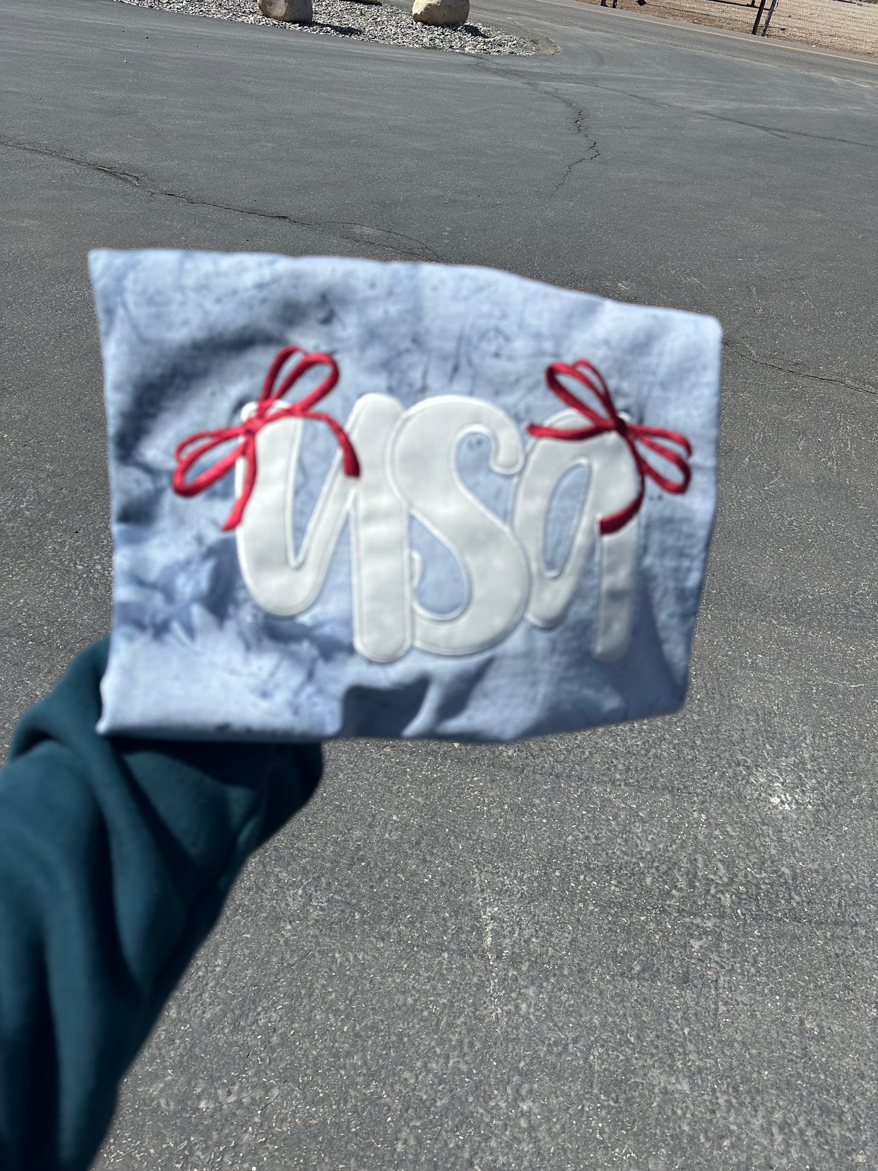 Embroidered USA with bows Comfort Colors T-Shirt