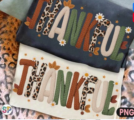 Faux Yarn Thankful DTF Transfer