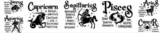 Zodiac Signs DTF Transfer