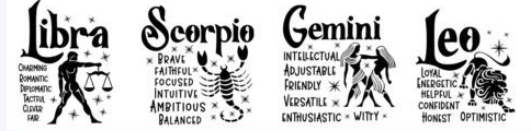 Zodiac Signs DTF Transfer