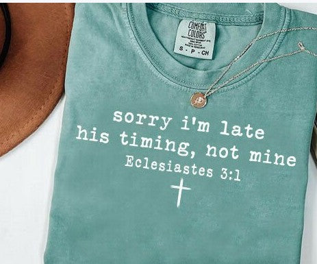 Sorry I'm late his timing, not mine comfort color t-shirt