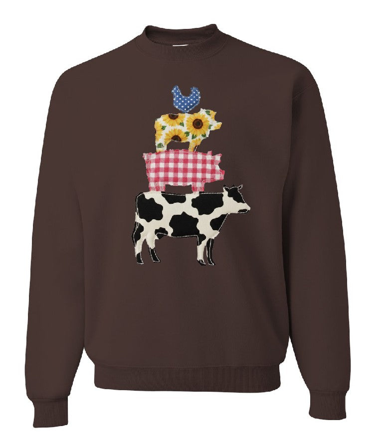 Faux stitch farm animals stack DTF Transfer